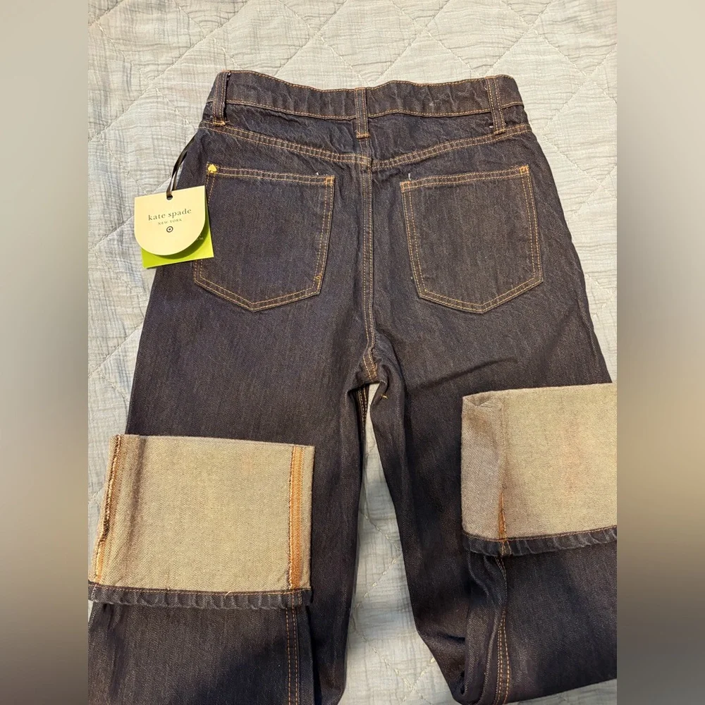 Kate Spade x Target Jeans Dark Wash Wide Leg | Cuffed Straight Leg | NWT Size 2 - Picture 9 of 11
